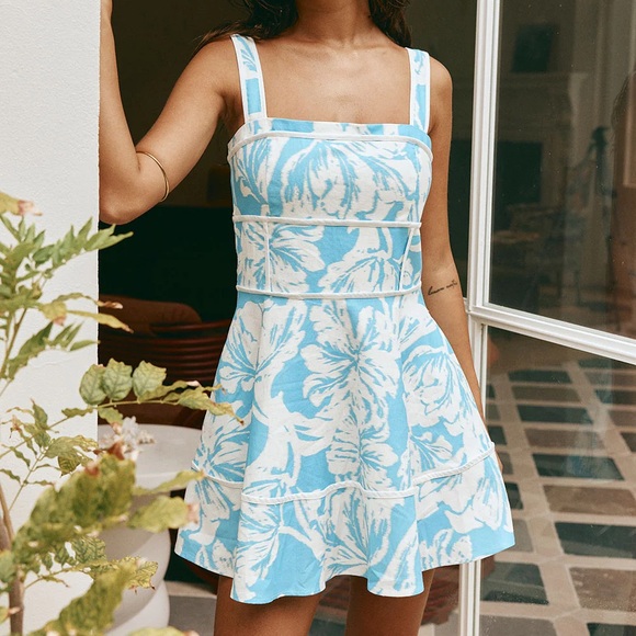 Sabo Skirt Dresses & Skirts - Sabo Maliyah Dress - Floral Blue and White Dress